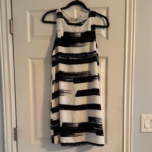 Under Skies Black and White Brushstroke Mini Dress